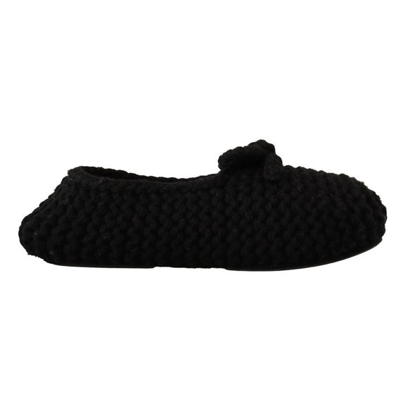 Dolce & Gabbana Black Slip On Ballerina Flats Wool Knit Shoes - Picture 1 of 7